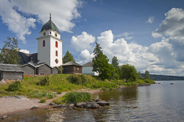 Rättvik Church along Lake Siljan, Dalarna, Sweden Picture Board by Arterra 