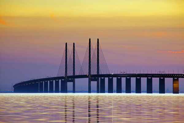 Oresund Bridge at Sunset Picture Board by Arterra 