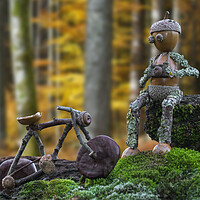 Buy canvas prints of Little Acorn Man with Bike by Arterra 