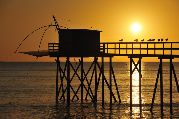 Fishing Hut at Sunset Picture Board by Arterra 