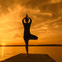 Buy canvas prints of Yoga Tree Pose at Sunset by Arterra 
