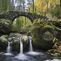 Buy canvas prints of Cascade and Old Bridge in Mullerthal by Arterra 