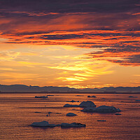 Buy canvas prints of Icebergs at Sunset, Greenland by Arterra 