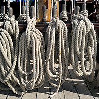 Buy canvas prints of Coiled Ropes on Board of Frigate Grand Turk by Arterra 