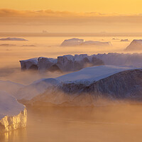 Buy canvas prints of Icebergs at Sunset, Greenland by Arterra 