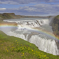 Buy canvas prints of Rainbow over Gullfoss Waterfall, Iceland by Arterra 