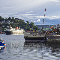 Buy canvas prints of Isle of Mull Ferry and PS Waverley Paddle Steamer, Oban by Arterra 