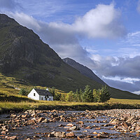 Buy canvas prints of Lagangarbh Hut and River Coupall in  in Glen Coe by Arterra 