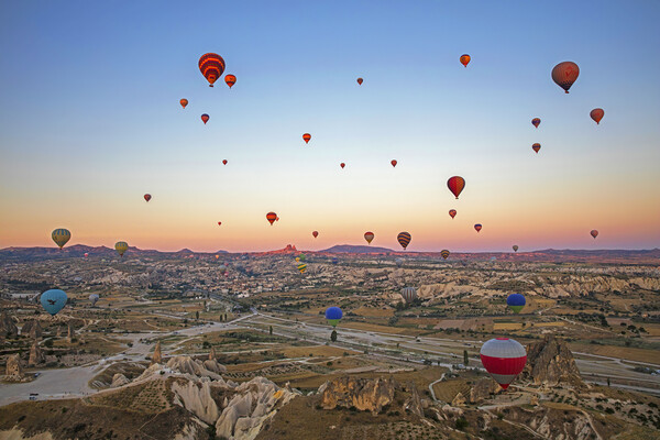 Balloons over Cappadocia, Turkey Picture Board by Arterra 