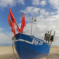 Buy canvas prints of Blue Fishing Boat on the Island Rügen, Germany by Arterra 