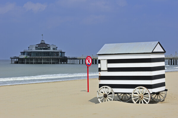 Striped Beach Hut on Wheels Picture Board by Arterra 
