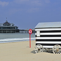 Buy canvas prints of Striped Beach Hut on Wheels by Arterra 