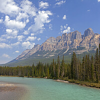 Buy canvas prints of Castle Mountain and the Bow River in Banff National Park, Alberta by Arterra 