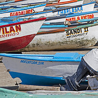Buy canvas prints of Fishing Boats on Beach at Mazatlan, Sinaloa, Mexico by Arterra 