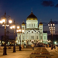 Buy canvas prints of The Cathedral of Christ the Savior at night. by Valerii Soloviov