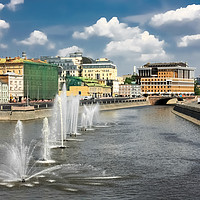 Buy canvas prints of The fountains on the river. by Valerii Soloviov
