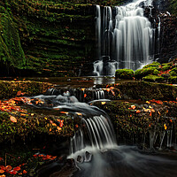 Buy canvas prints of Majestic Autumn Waterfall in Yorkshire by Jim Round