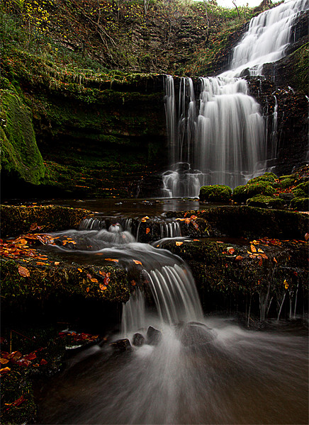 Majestic Autumn Waterfall in Yorkshire Picture Board by Jim Round