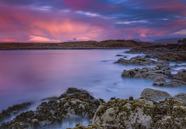 Tranquil Sunset over Scottish Seascape Picture Board by Jim Round