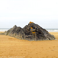 Buy canvas prints of A rock standing on a southern beach in England. by Philip Gough