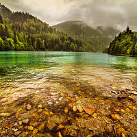 Buy canvas prints of Lake in mountains, in a rainy day by Ragnar Lothbrok