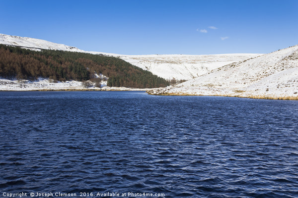 Dove Stone reservoir in winter snow Picture Board by Joseph Clemson