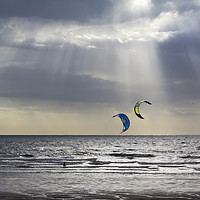 Buy canvas prints of Kiteboarders at Cleveleys by Joseph Clemson