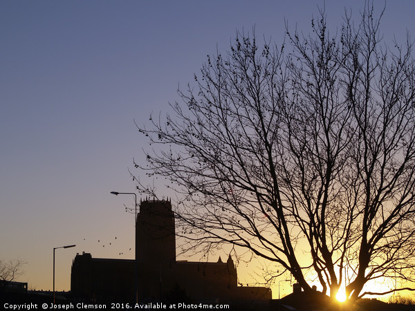 Liverpool Anglican Cathedral at sunrise Picture Board by Joseph Clemson