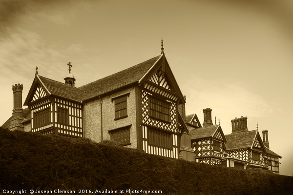 Bramhall Hall sepia Picture Board by Joseph Clemson