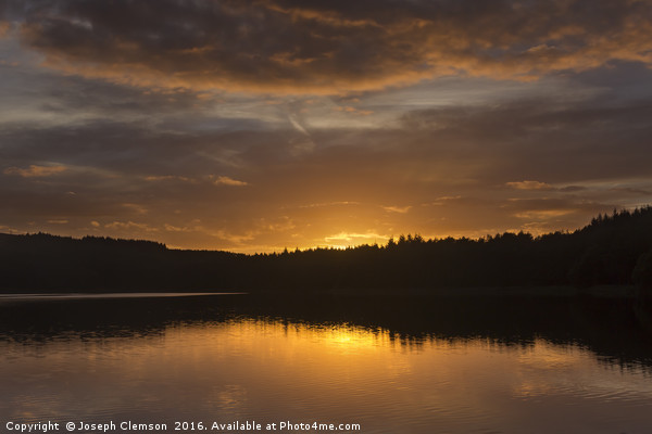 Turton and Entwistle reservoir sunset Picture Board by Joseph Clemson