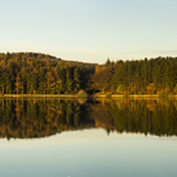 Buy canvas prints of Turton and Entwistle reservoir autumn reflections  by Joseph Clemson