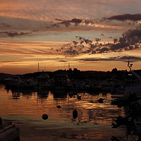 Buy canvas prints of sunset at the marina by Barbara Vizhanyo