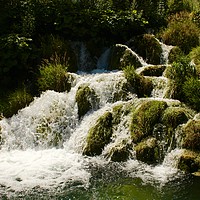 Buy canvas prints of Beautiful waterfall at Plitvice National Park, Cro by Barbara Vizhanyo