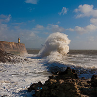 Buy canvas prints of Large wave crashing into the pier at Porthcawl by michael Bryan