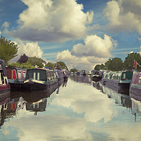 Buy canvas prints of British Narrowboats on Canal by George Cairns