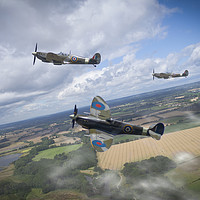 Buy canvas prints of Spitfires on patrol by George Cairns