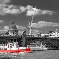 Buy canvas prints of Red Boat on the Thames by George Cairns