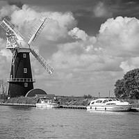 Buy canvas prints of Norfolk Broads windmill and boats by George Cairns