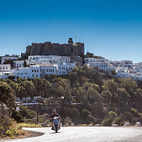 Buy canvas prints of PATMOS, GREECE - SEPTEMBER 25, 2016: A moped drive by George Cairns