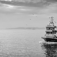 Buy canvas prints of A fishing trawler sales on the river Bosphorus in  by George Cairns
