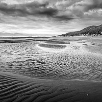 Buy canvas prints of Barmouth Beach in Mono  by Janette Hill