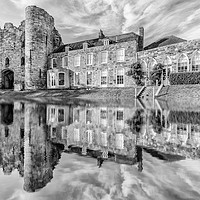 Buy canvas prints of Tonbridge Castle Reflections (black and white) by Wayne Lytton
