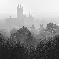 Buy canvas prints of Foggy Canterbury cityscape by Wayne Lytton