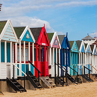 Buy canvas prints of southwold seafront beach huts suffolk by Kevin Snelling