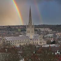 Buy canvas prints of Radiant Norwich Cathedral Rainbow by Kevin Snelling