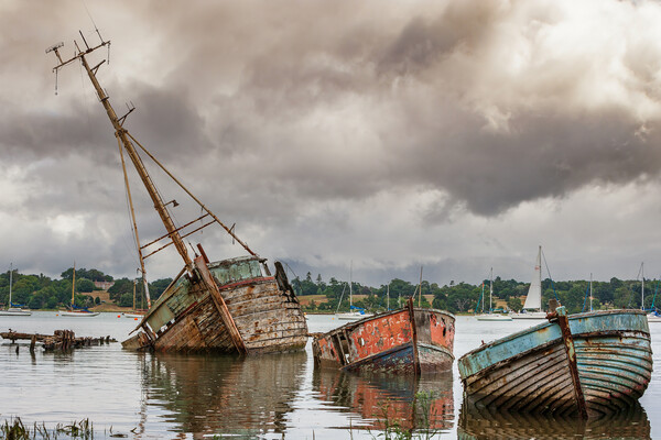 The Haunting Beauty of Pin Mill Boat Graveyard Picture Board by Kevin Snelling