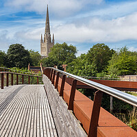 Buy canvas prints of Norwich Cathedral as seen from Jarrold Bridge  by Kevin Snelling