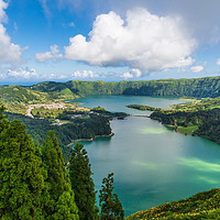 Buy canvas prints of Majestic Twin Lakes of Sete Cidades by Kevin Snelling