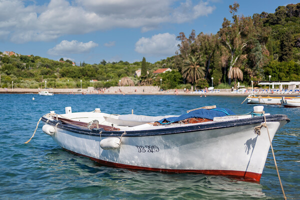 boat on the croatian coast lopud Picture Board by Kevin Snelling