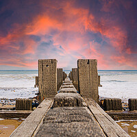 Buy canvas prints of  Wooden Groynes on the Norfolk Coast by Kevin Snelling